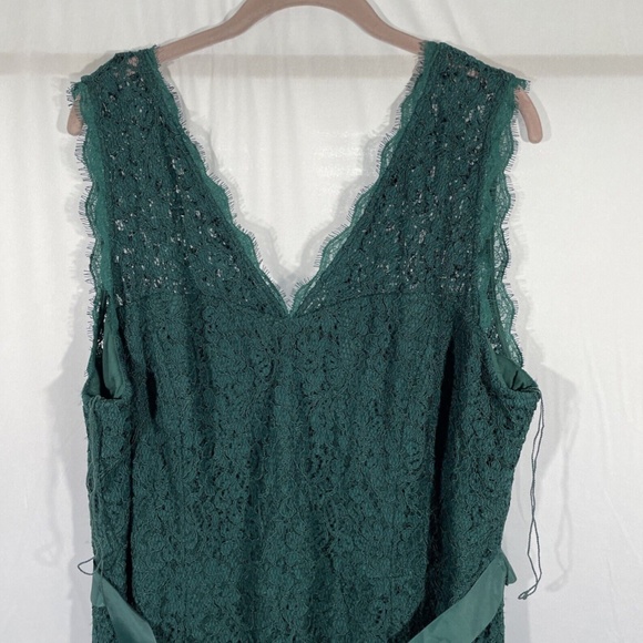 NEW Adrianna Papell [ Plus Size‎ 20W ] Ribbon-Belt Lace Gown in Forest - Picture 8 of 12